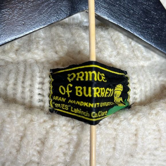Vintage Aran Prince of Burren Chunky Wool Cable Knit Sweater Womens Medium - Picture 3 of 3